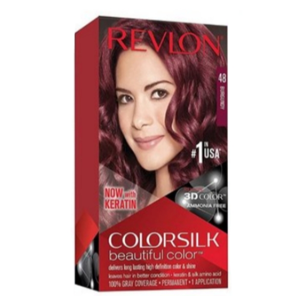 1 Box Revlon Colorsilk Burgundy #48 Red Color Permanent Hair Dye Cover Grays New - Picture 1 of 7